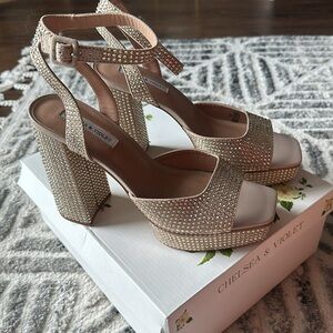 Chelsea & Violet nude rhinestone heels